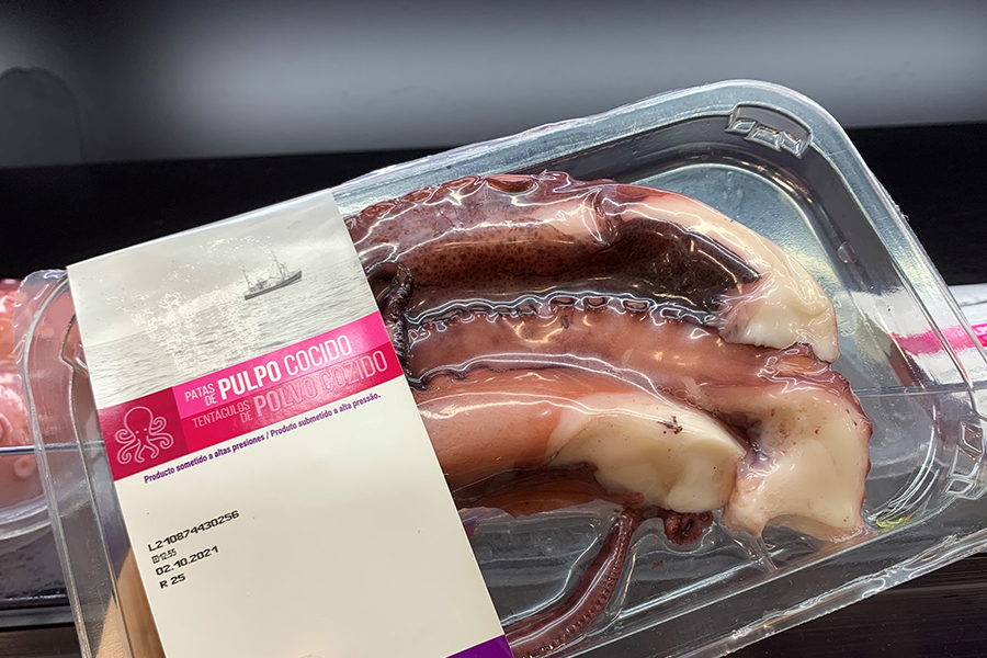 Pulpo cocido en el lineal de Mercadona