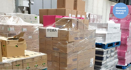 Mercadona, en colaboración con la Unidad Militar de Emergencias (UME), entrega productos básicos de higiene al Hospital de Campaña de Ifema