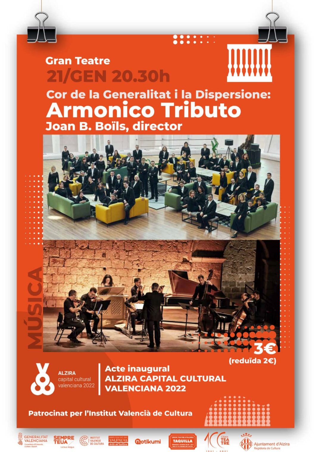 Cultura arranca la programació a Alzira amb el Cor de la Generalitat